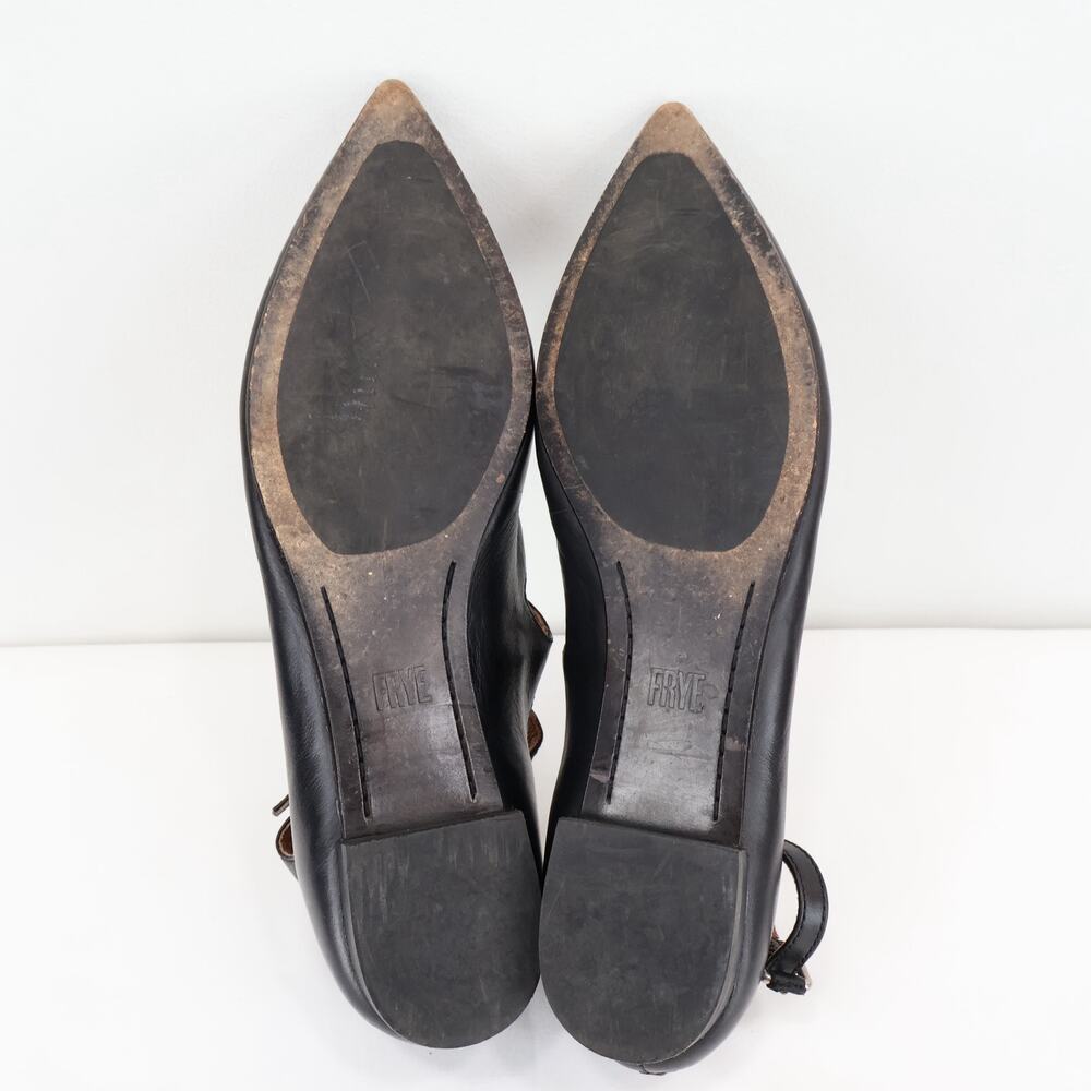 Frye Sienna Buckle Ballet Leather Black Flats Size 9 - Picture 10 of 10